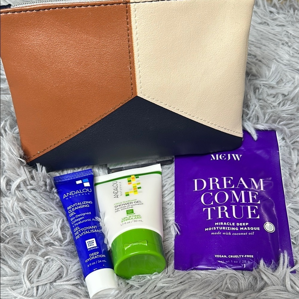 ANDALOU NATURALS FACE & Body & MCJW DreamTrue w/Ipsy TriColor Block Zipped Pouch